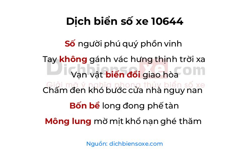 Dịch thơ biển số 10644