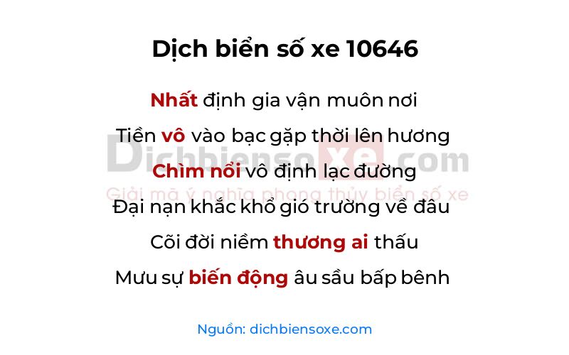 Dịch thơ biển số 10646