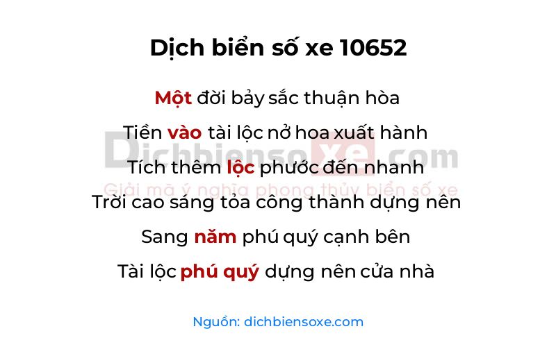 Dịch thơ biển số 10652