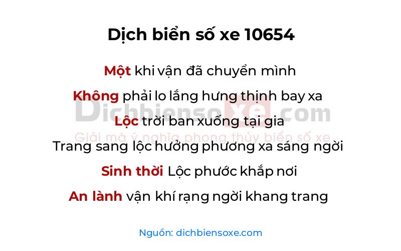 Dịch thơ biển số 10654