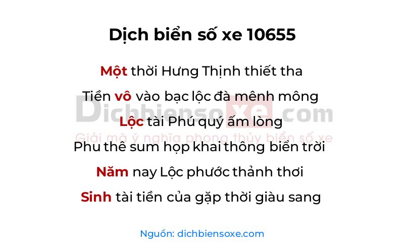 Dịch thơ biển số 10655
