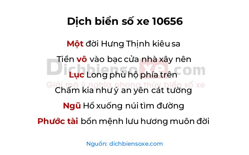 Dịch thơ biển số 10656