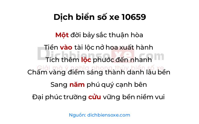 Dịch thơ biển số 10659