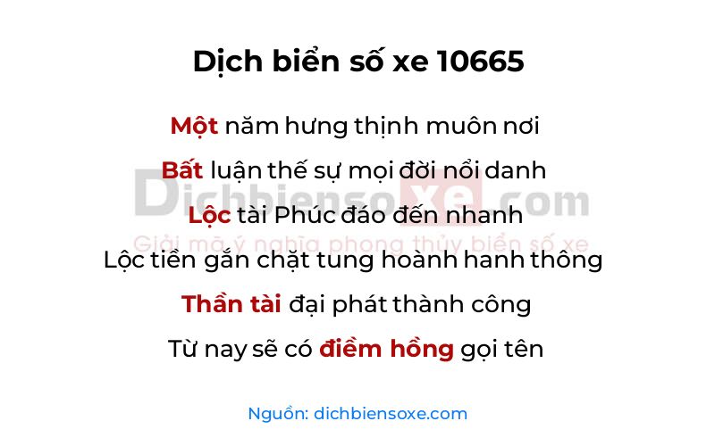Dịch thơ biển số 10665