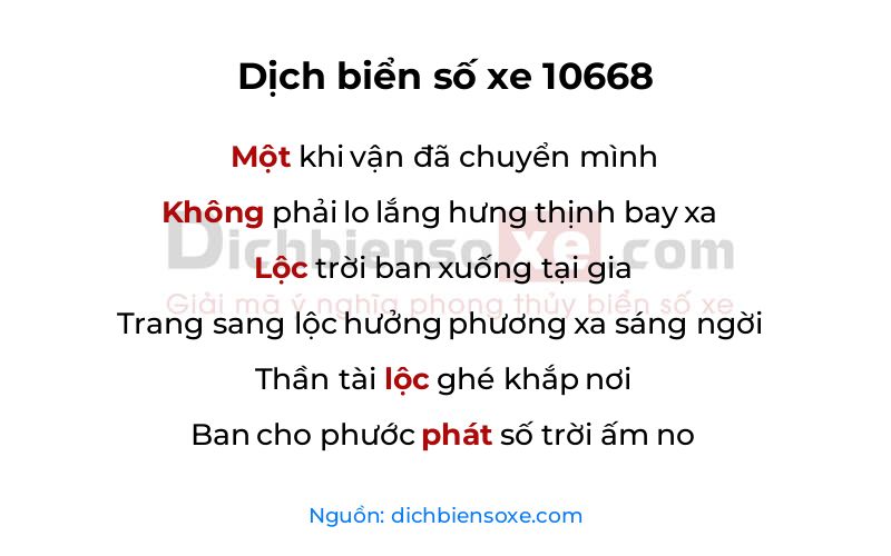 Dịch thơ biển số 10668