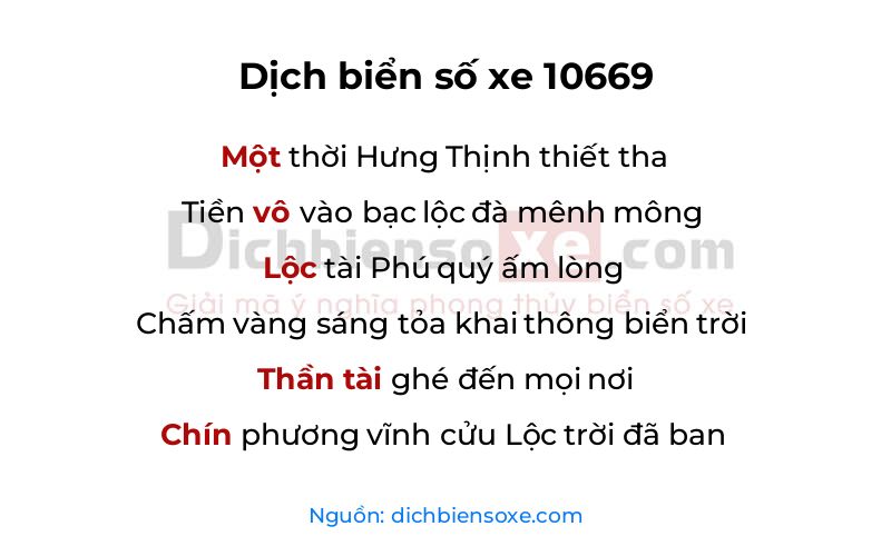 Dịch thơ biển số 10669