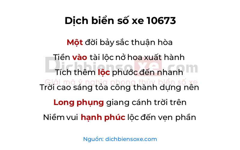 Dịch thơ biển số 10673
