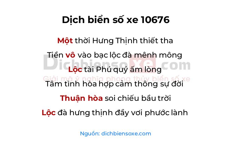 Dịch thơ biển số 10676