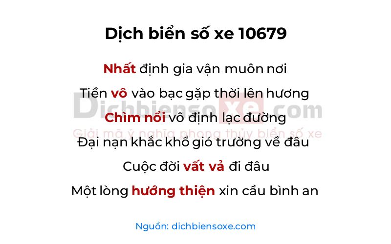 Dịch thơ biển số 10679