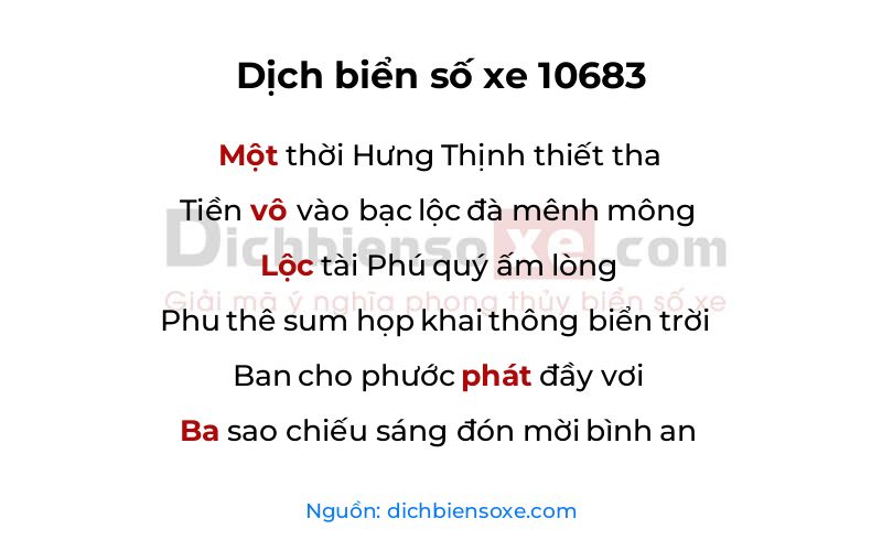 Dịch thơ biển số 10683
