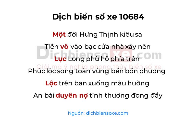 Dịch thơ biển số 10684