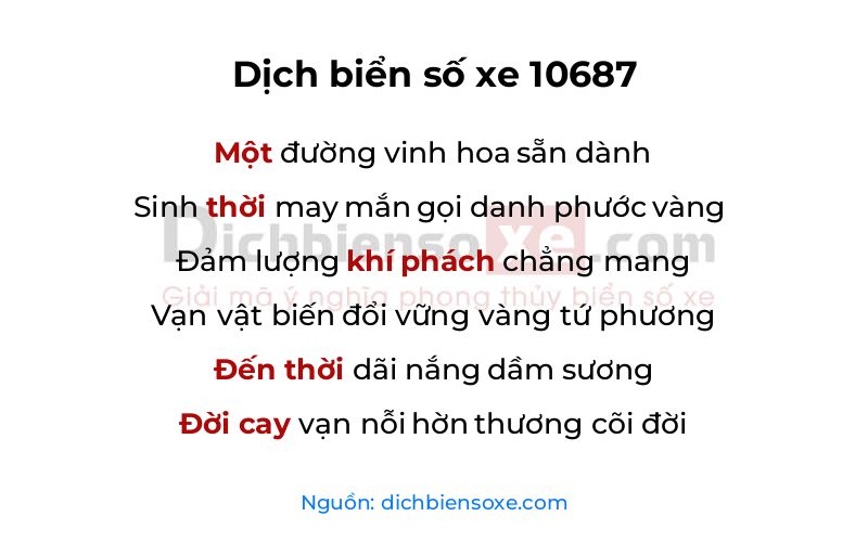 Dịch thơ biển số 10687