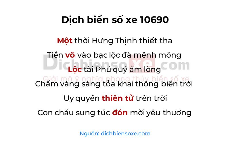 Dịch thơ biển số 10690
