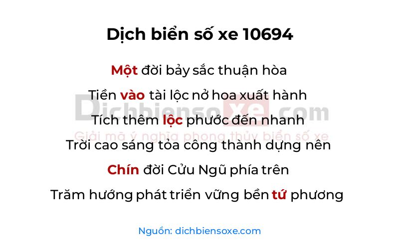 Dịch thơ biển số 10694