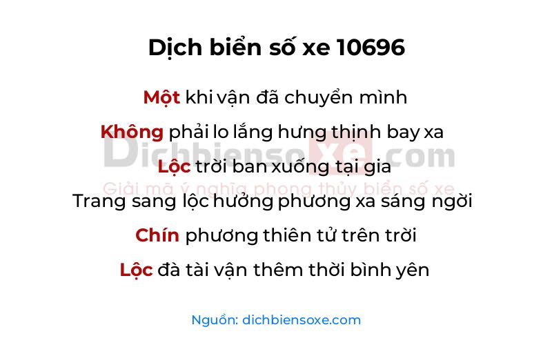 Dịch thơ biển số 10696