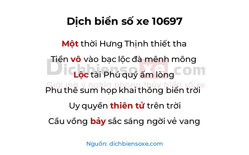 Dịch thơ biển số 10697