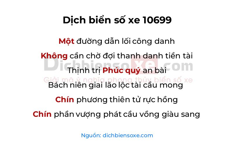 Dịch thơ biển số 10699