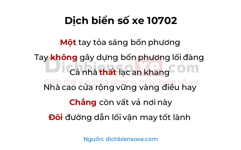 Dịch thơ biển số 10702