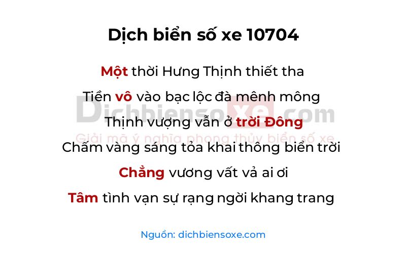 Dịch thơ biển số 10704