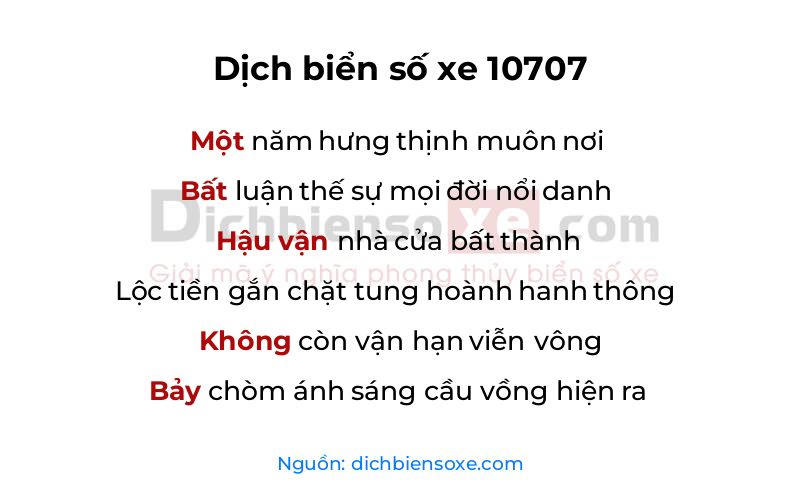 Dịch thơ biển số 10707