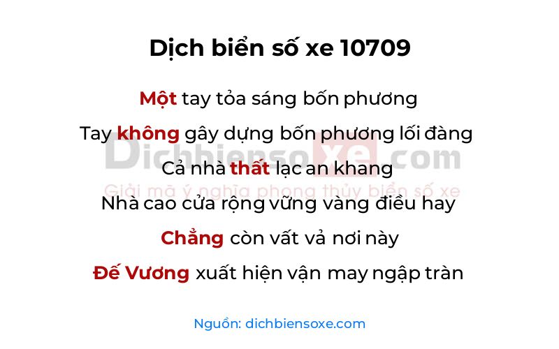 Dịch thơ biển số 10709