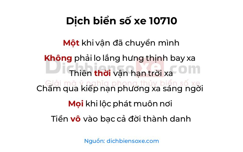 Dịch thơ biển số 10710