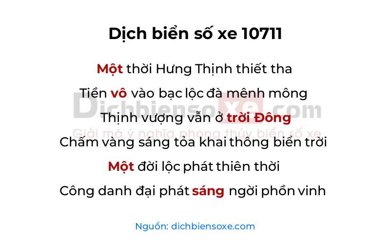 Dịch thơ biển số 10711
