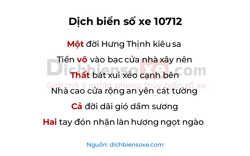 Dịch thơ biển số 10712