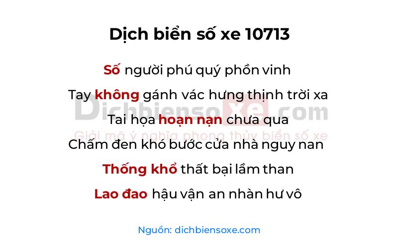 Dịch thơ biển số 10713