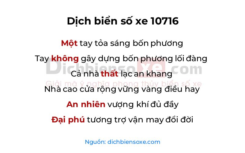 Dịch thơ biển số 10716