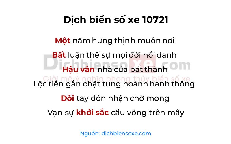 Dịch thơ biển số 10721