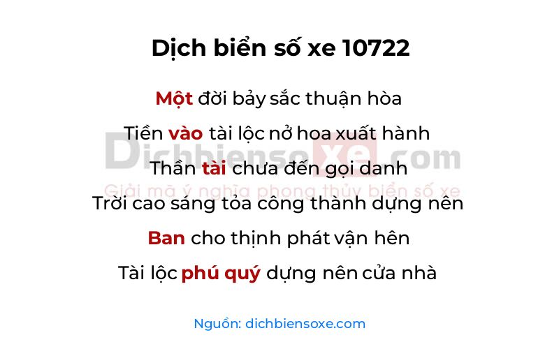 Dịch thơ biển số 10722