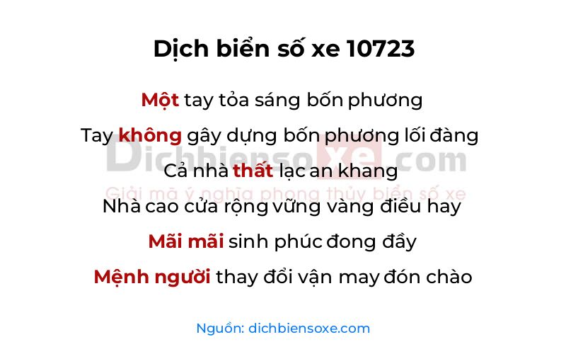 Dịch thơ biển số 10723