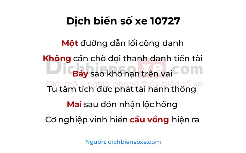 Dịch thơ biển số 10727