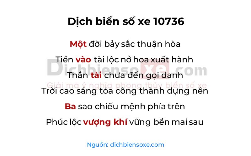 Dịch thơ biển số 10736