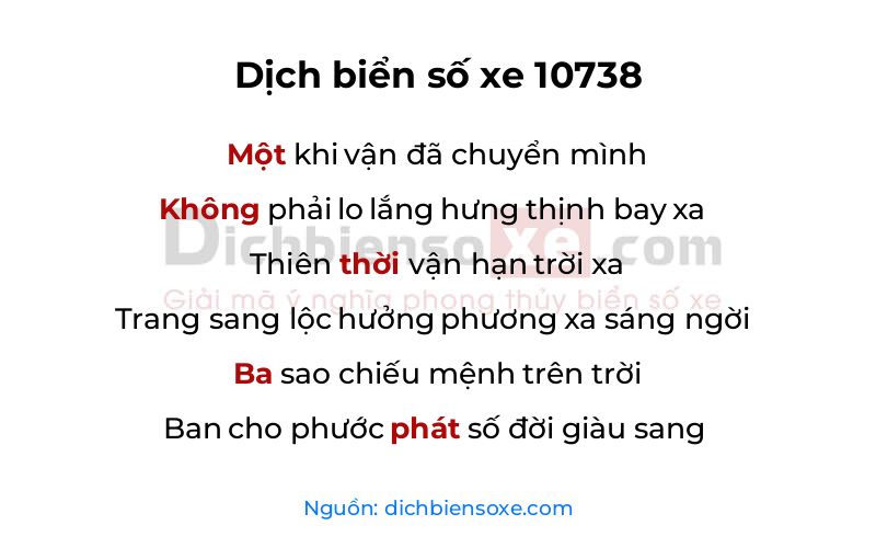 Dịch thơ biển số 10738
