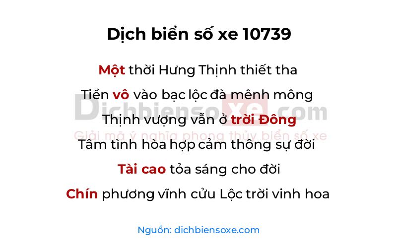 Dịch thơ biển số 10739