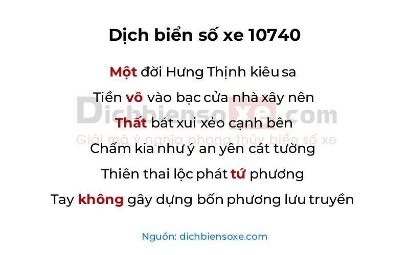 Dịch thơ biển số 10740