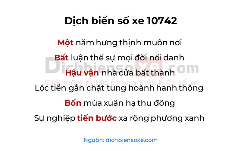 Dịch thơ biển số 10742