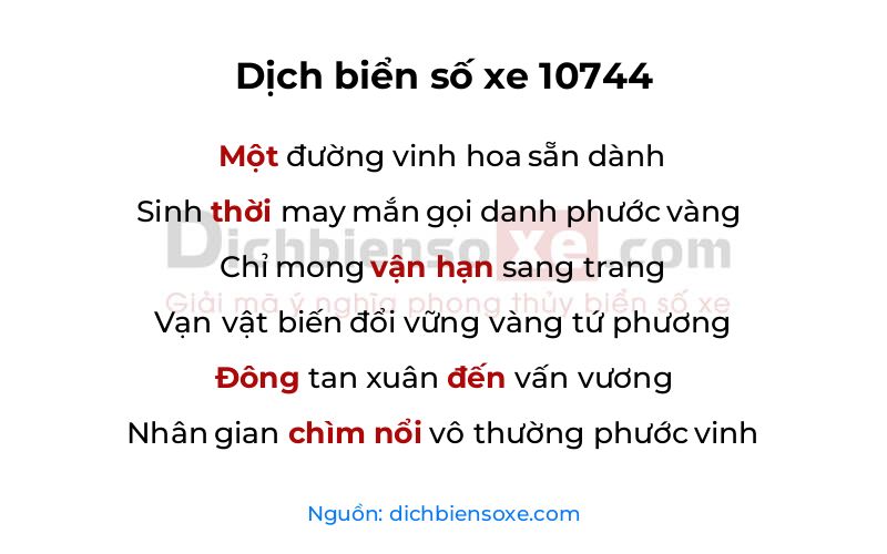 Dịch thơ biển số 10744
