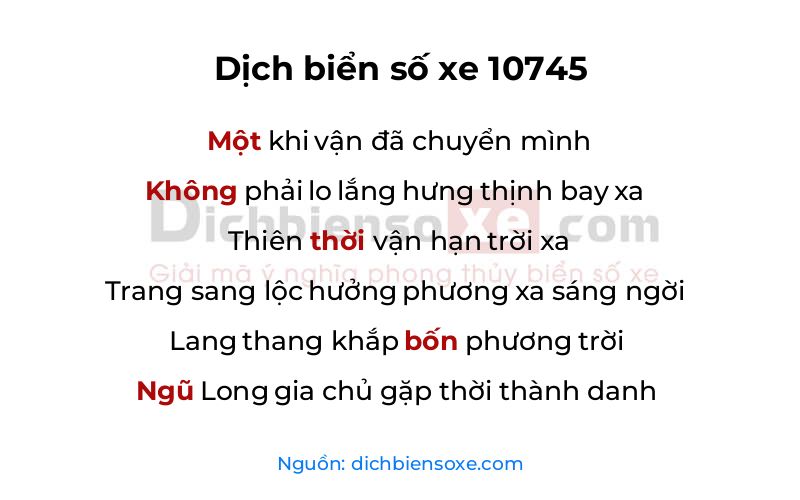 Dịch thơ biển số 10745