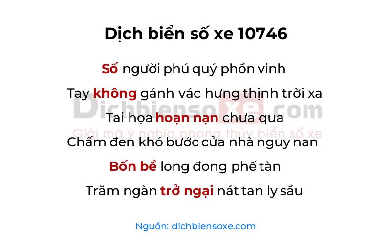 Dịch thơ biển số 10746