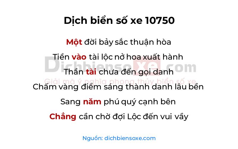 Dịch thơ biển số 10750