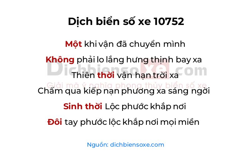 Dịch thơ biển số 10752