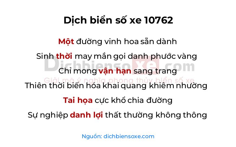 Dịch thơ biển số 10762