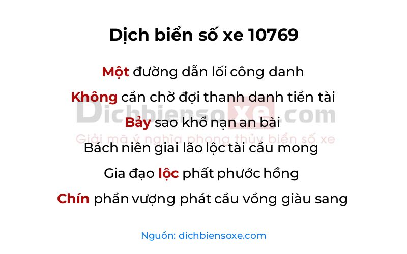 Dịch thơ biển số 10769