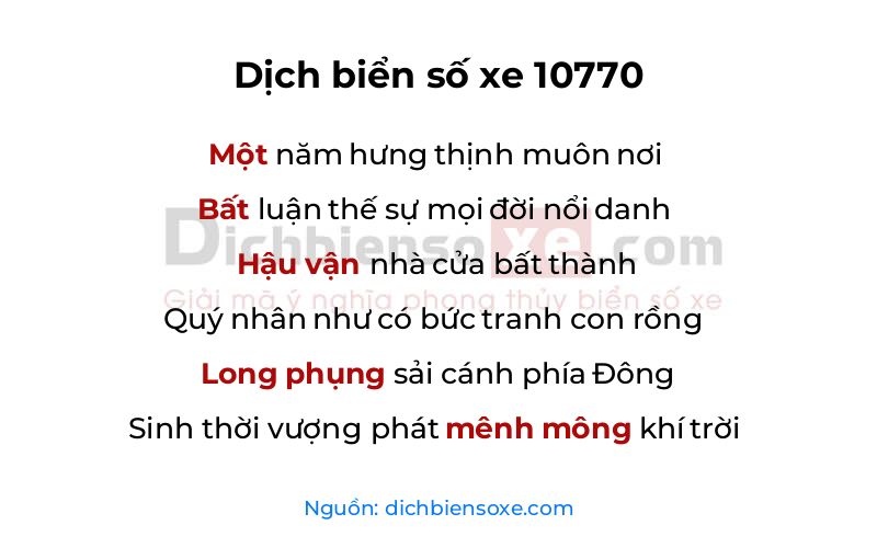Dịch thơ biển số 10770
