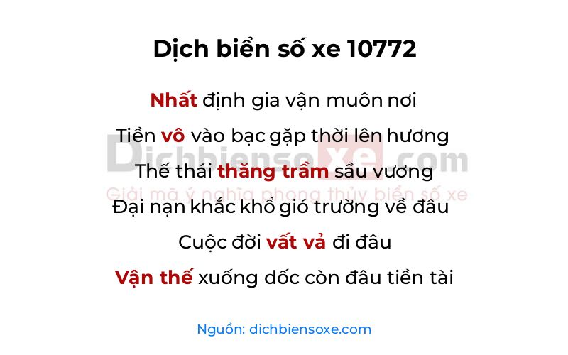 Dịch thơ biển số 10772