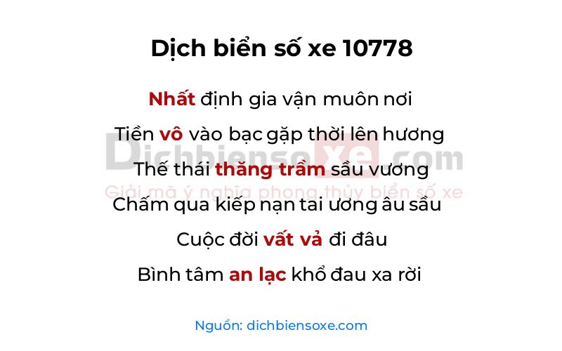 Dịch thơ biển số 10778