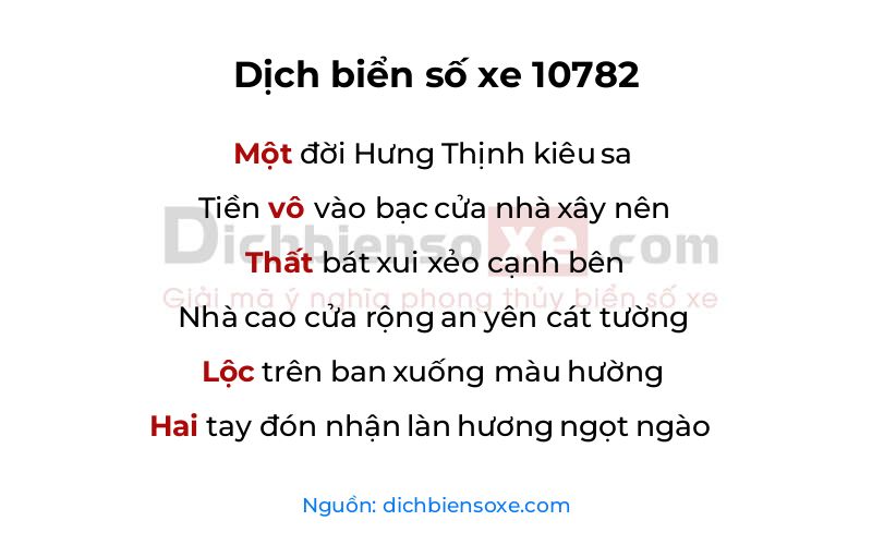 Dịch thơ biển số 10782